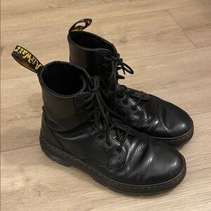 Dr. Martens Combs Leather Combat Boots AW004 Black Lace Up Ankle Men 8 Women 9